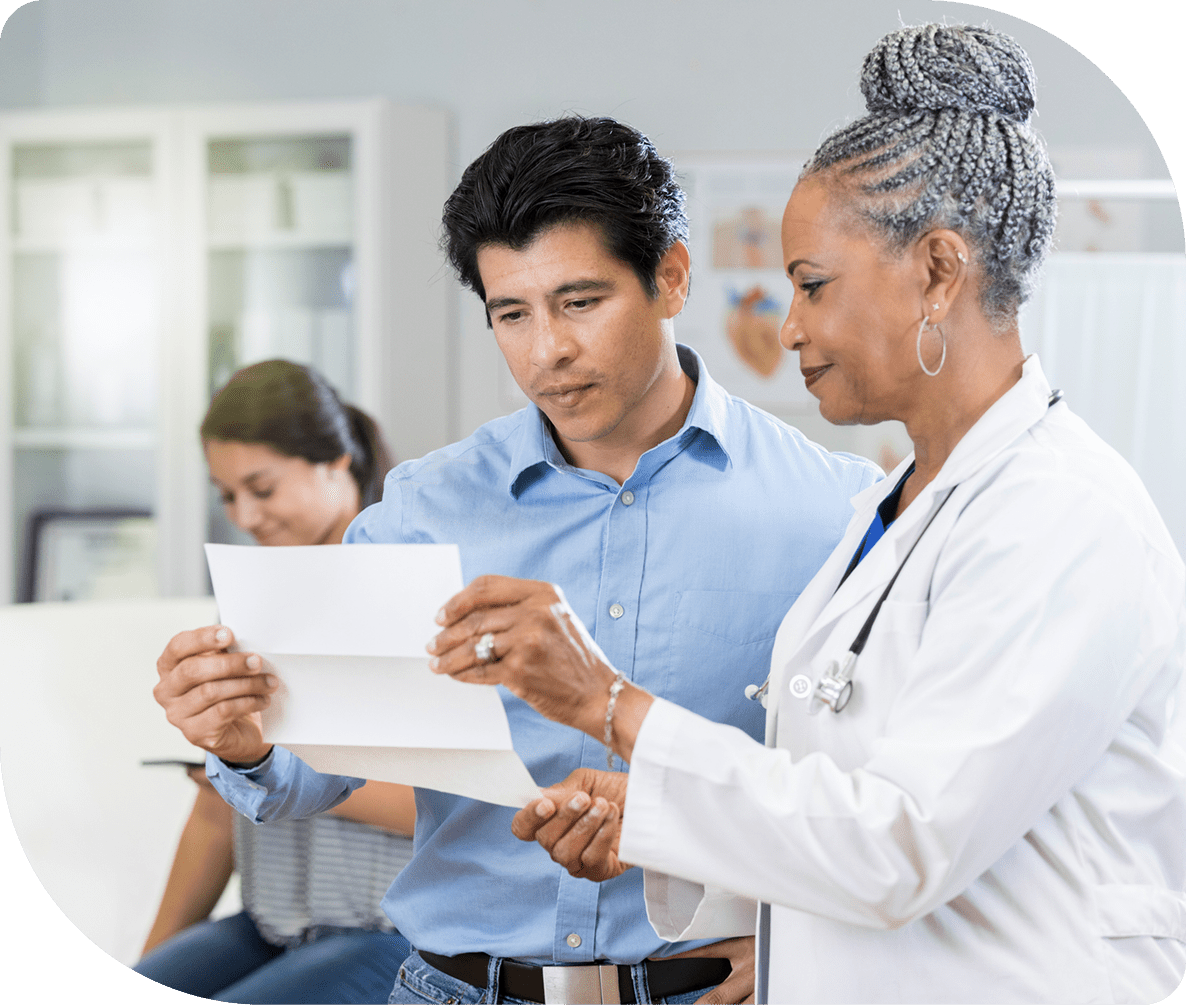 Doctor discussing results with a patient.